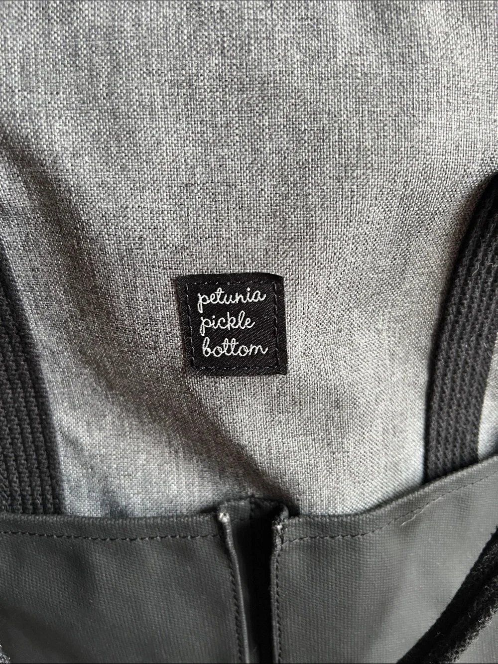 Petunia Pickle Bottom Gray and Black Convertible Tote Backpack Baby Bag